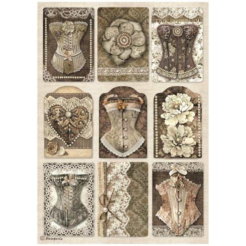 Stamperia - Decopatch Papier "Corsets" Decoupage A4 - 6 Bogen  