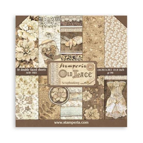 Stamperia - Designpapier "Old Lace" Paper Pack 8x8 Inch - 10 Bogen