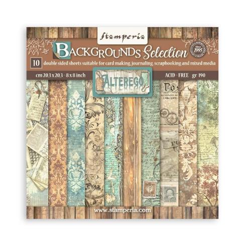 Stamperia - Designpapier "Alterego Maxi Backgrounds Selection" Paper Pack 8x8 Inch - 22 Bogen