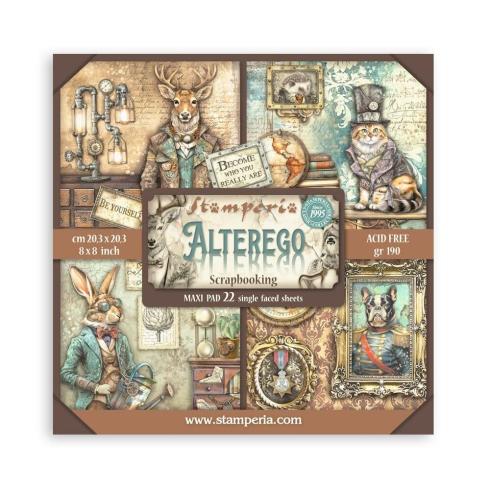 Stamperia - Designpapier "Alterego Maxi" Paper Pack 8x8 Inch - 22 Bogen