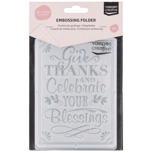 Vaessen Creative - Prägefolder "Give Thanks Celebrate" Embossingfolder