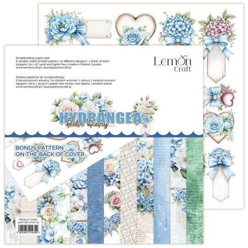 LemonCraft - Designpapier "Dear Diary Hydrangea" Paper Pad 12x12 Inch - 6 Bogen