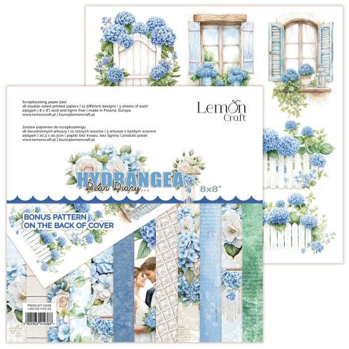 LemonCraft - Designpapier "Dear Diary Hydrangea" Paper Pad 8x8 Inch - 12 Bogen