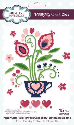 Creative Expressions - Stanzschablone "Folk Flowers Botanical Blooms" Paper Cuts Craft Dies Design by Cathie Shuttleworth