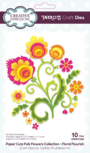 Creative Expressions - Stanzschablone "Folk Flowers Floral Flourish" Paper Cuts Craft Dies Design by Cathie Shuttleworth