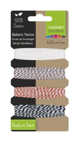 Vaessen Creative - Garn "Ecru-Brown-Red-Black" Bakers Twine 4x10m