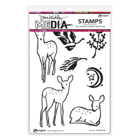 Ranger - Stempelset by Dina Wakley "Fawns" Media Cling Stamp 