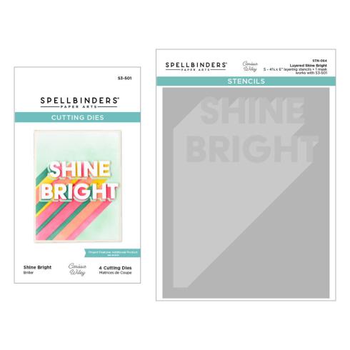 Spellbinders - Schablone & Stanzschablone "Shine Bright" Stencil & Dies