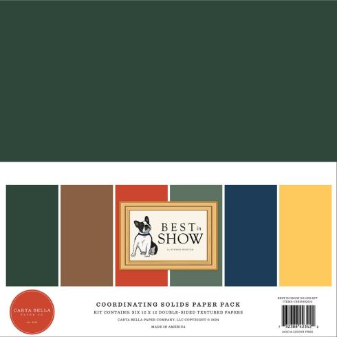 Carta Bella - Cardstock "Best In Show" Coordinating Solids Paper Pack 12x12 Inch - 6 Bogen