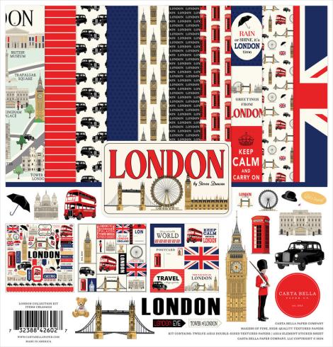 Carta Bella - Designpapier "London" Collection Kit 12x12 Inch - 12 Bogen  