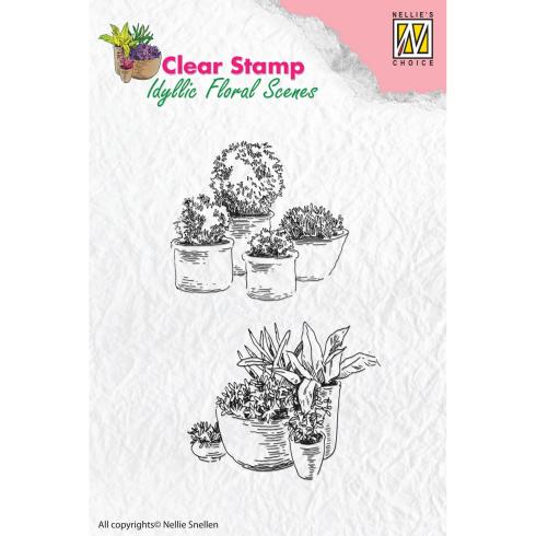 Nellie Snellen - Stempelset "Pots with Flowers" Clear Stamps Idyllic Floral Scenes