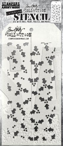 Stampers Anonymous - Schablone "Tiny Holly" Layering Stencil Design by Tim Holtz