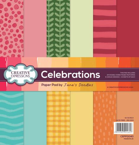 Creative Expressions - Designpapier "Celebrations" Paper Pack 8x8 Inch - 24 Bogen  