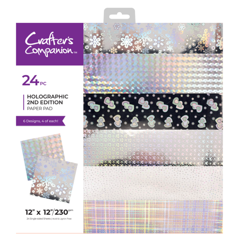 Crafters Companion "Holographic 2nd Edition" Holographic Paper Pad 12x12 Inch - 24 Bogen 