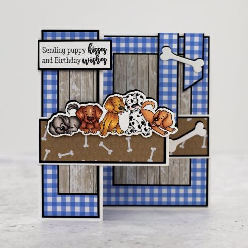 Crafters Companion - Stempelset & Stanzschablone "Puppies" Stamp & Dies