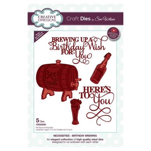 Creative Expressions - Stanzschablone "Necessities Birthday Brewing" Craft Dies Design by Sue Wilson