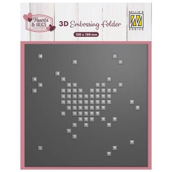 Nellie Snellen - Prägefolder "Pixel Heart" 3D Embossing Folder 