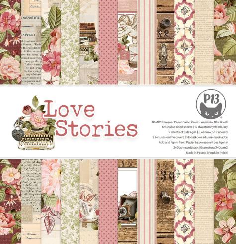 Piatek P13 - Designpapier "Love Stories" Paper Pack 12x12 Inch - 12 Bogen