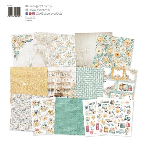 Piatek P13 - Designpapier "Travel Journal" Paper Pack 12x12 Inch - 12 Bogen