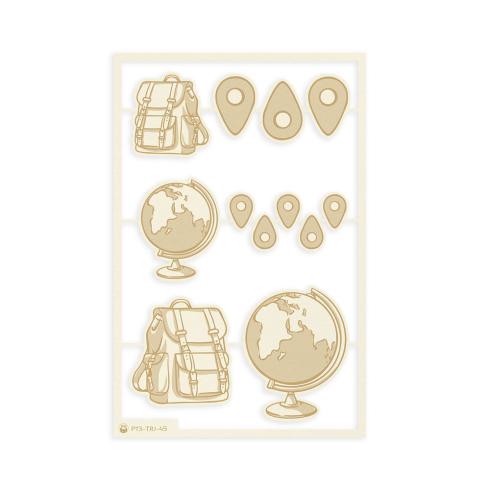 Piatek P13 - Stanzteile "Travel Journal" Chipboard Embellishments 02