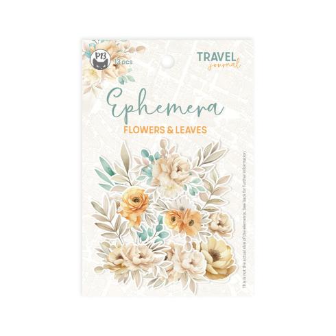 Piatek P13 - Stanzteile "Travel Journal" Die Cuts Ephemera Flower & Leaves 