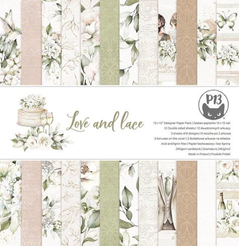 Piatek P13 - Designpapier "Love and Lace" Paper Pack 12x12 Inch - 12 Bogen