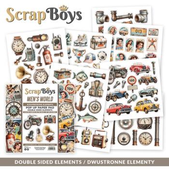 ScrapBoys - Stanzteile "Men's World" Pop Up Paper Pack 6x6 Inch - 24 Bogen