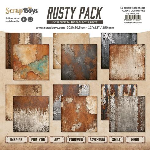 ScrapBoys - Designpapier "Rusty Pack" Paper Pack 12x12 Inch - 12 Bogen