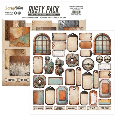 ScrapBoys - Designpapier "Rusty Pack" Paper Pack 12x12 Inch - 12 Bogen