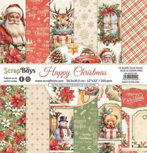 ScrapBoys - Designpapier "Happy Christmas" Paper Pack 12x12 Inch - 12 Bogen