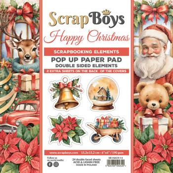 ScrapBoys - Stanzteile "Happy Christmas" Pop Up Paper Pack 6x6 Inch - 24 Bogen