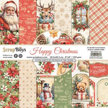 ScrapBoys - Designpapier "Happy Christmas" Paper Pack 8x8 Inch - 12 Bogen