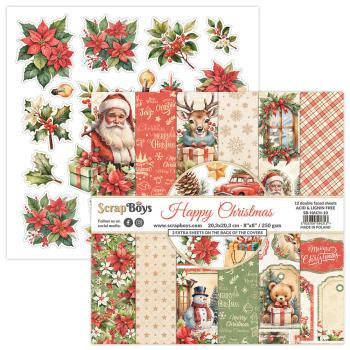 ScrapBoys - Designpapier "Happy Christmas" Paper Pack 8x8 Inch - 12 Bogen