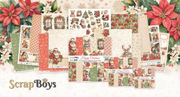 ScrapBoys - Designpapier "Happy Christmas" Paper Pack 8x8 Inch - 12 Bogen