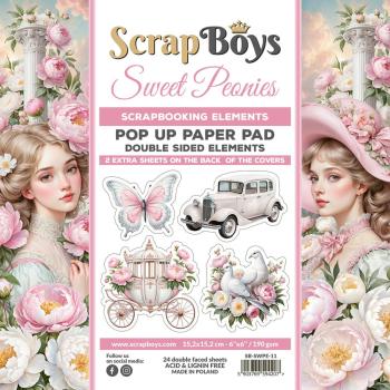 ScrapBoys - Stanzteile "Sweet Peonies" Pop Up Paper Pack 6x6 Inch - 24 Bogen