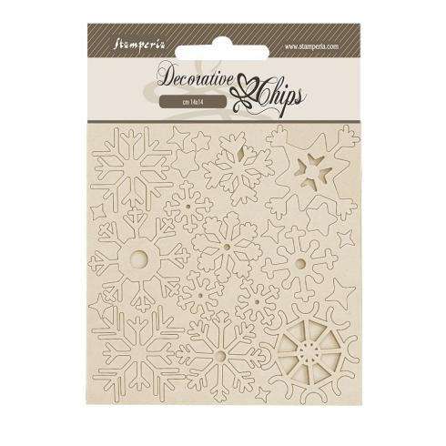 Stamperia - Holzteile 14x14 cm "Snowflakes" Decorative Chips