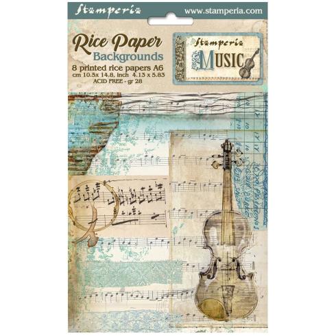 Stamperia - Decopatch Papier "Backgrounds" Decoupage A6 - 8 Bogen  