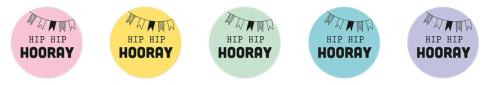 Studio Light - Aufkleber "Hip Hip Hooray" Round Stickers on Roll