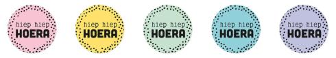 Studio Light - Aufkleber "Hiep Hiep Hoera" Round Stickers on Roll