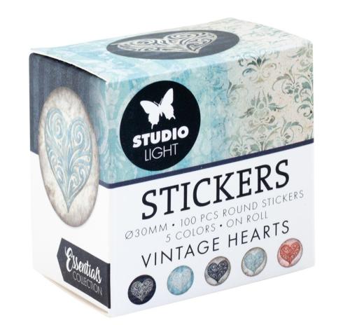 Studio Light - Aufkleber "Vintage Heart" Round Stickers on Roll