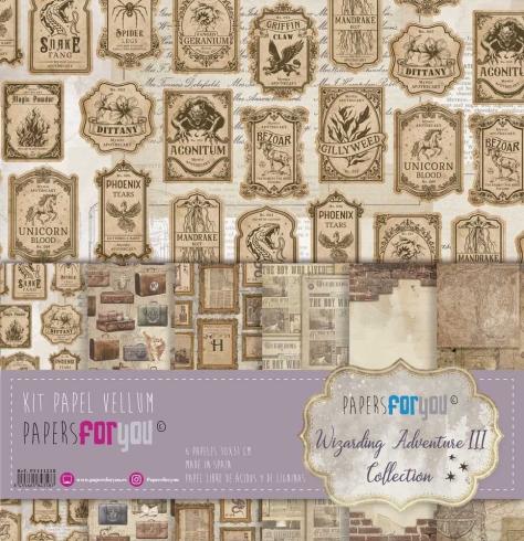 Papers For You - Pergamentpapier "Wizarding Adventure III" Vellum Paper Pack 30x31 cm - 6 Bogen 