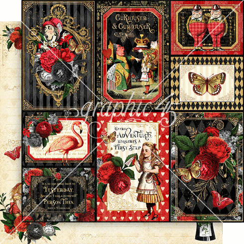 Graphic 45 - Designpapier "Curiouser & Curiouser" Collection Pack 12x12 Inch - 16 Bogen