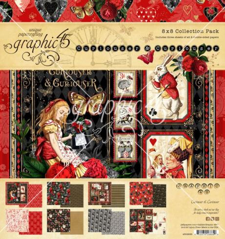 Graphic 45 - Designpapier "Curiouser & Curiouser" Collection Pack 8x8 Inch - 16 Bogen