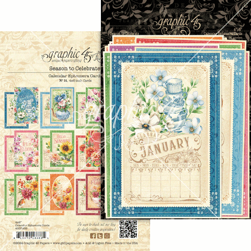 Graphic 45 "Seson to Celebrate" Ephemera - Stanzteile & Journaling Cards