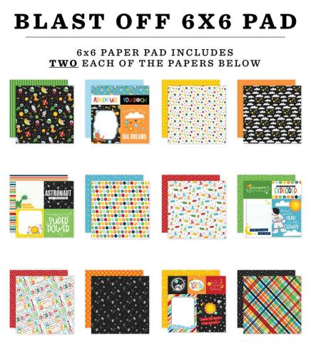 Echo Park - Designpapier "Blast Off" Paper Pack 6x6 Inch - 24 Bogen