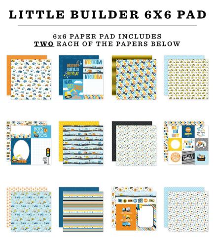 Echo Park - Designpapier "Little Builder" Paper Pack 6x6 Inch - 24 Bogen