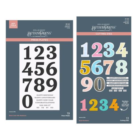 Spellbinders - Buchdrucktechnik "Bold Color Mix Numbers" BetterPress Plate & Dies