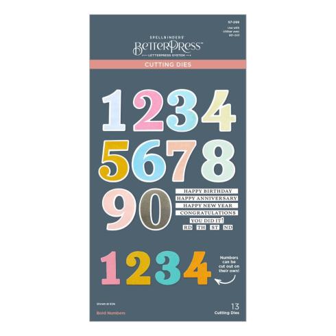 Spellbinders - Buchdrucktechnik "Bold Color Mix Numbers" BetterPress Plate & Dies