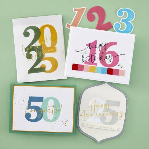 Spellbinders - Buchdrucktechnik "Bold Color Mix Numbers" BetterPress Plate & Dies