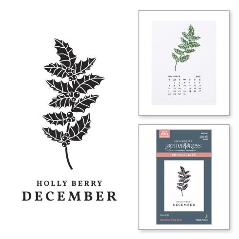 Spellbinders - Buchdrucktechnik "December Holly Berry" BetterPress Plate